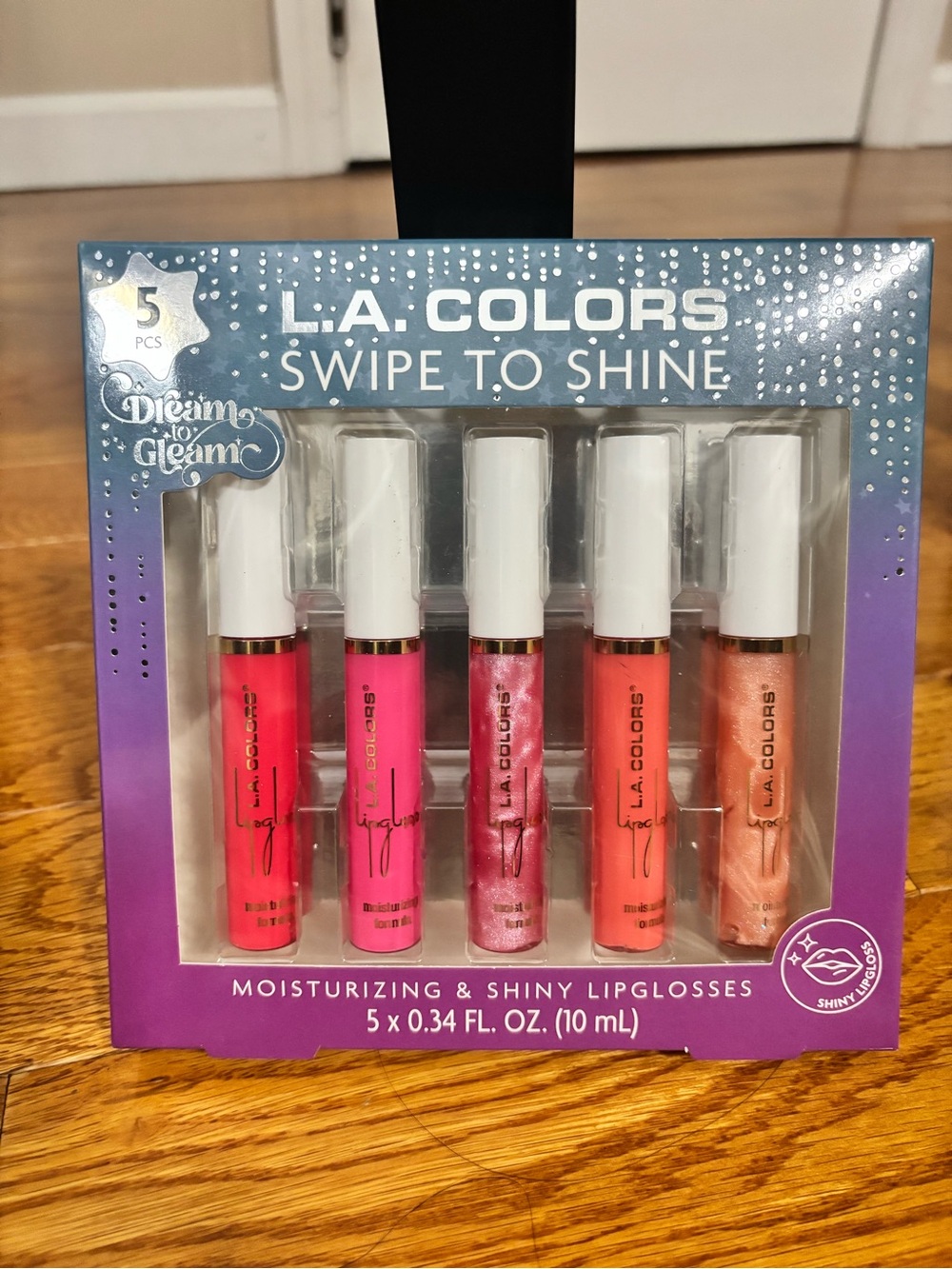 L.A. COLORS Swipe to Shine Lip Gloss Set - Bright Pink, Coral & Shimmer